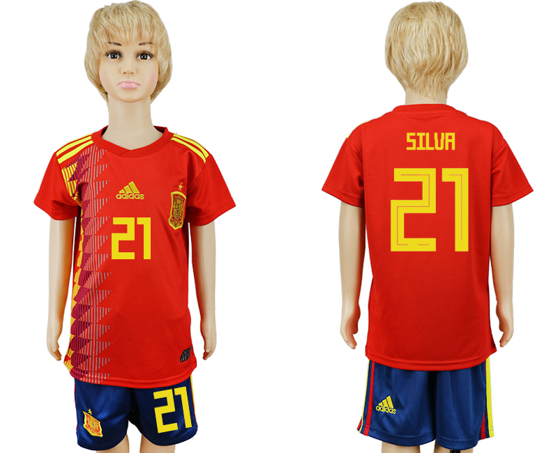 2018 World Cup Children football jersey SPAIN CHIRLDREN #21 SILV